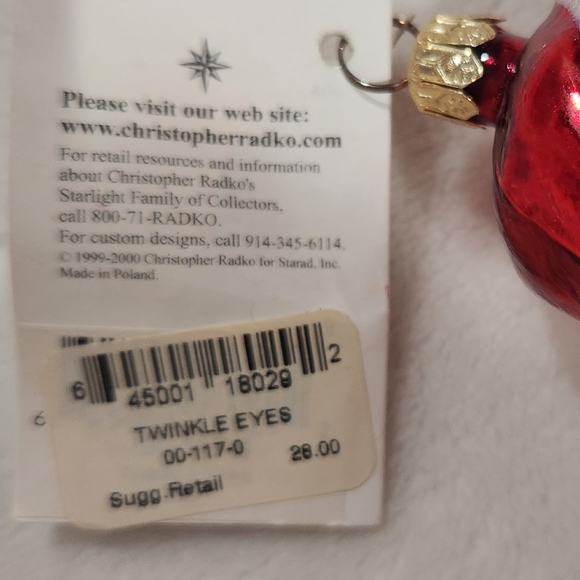 NWT Christopher Radko Twinkle Eyes Glass Ornament - Picture 6 of 7